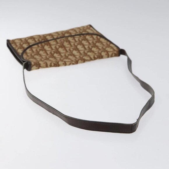 Christian Dior Trotter Canvas Shoulder Bag Brown Gold Auth - Picture 6 of 16